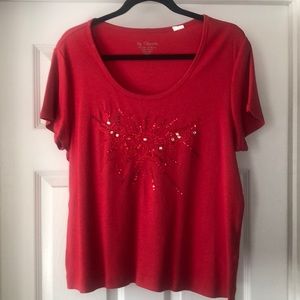 Chico's Red Short Sleeved Top - Size 3 (XL)